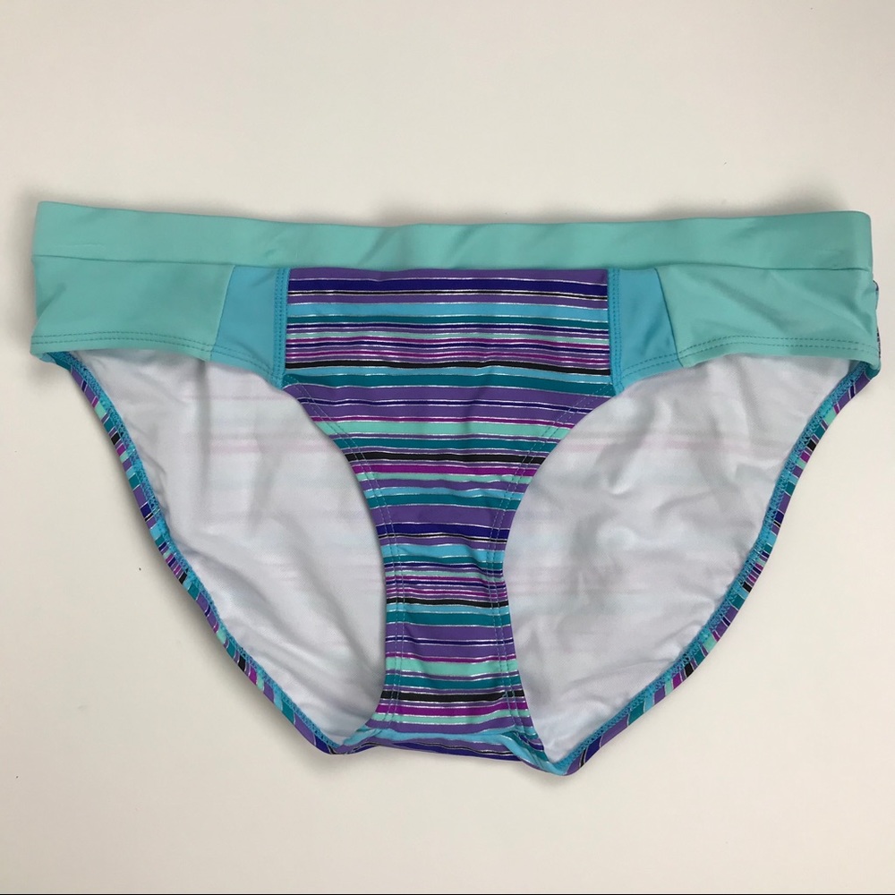 Blue Striped Bikini Swimsuit Bottoms